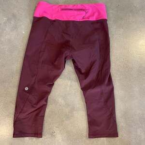 Lululemon maroon pink cropped calf leggings athleisure yoga pants womens size 6